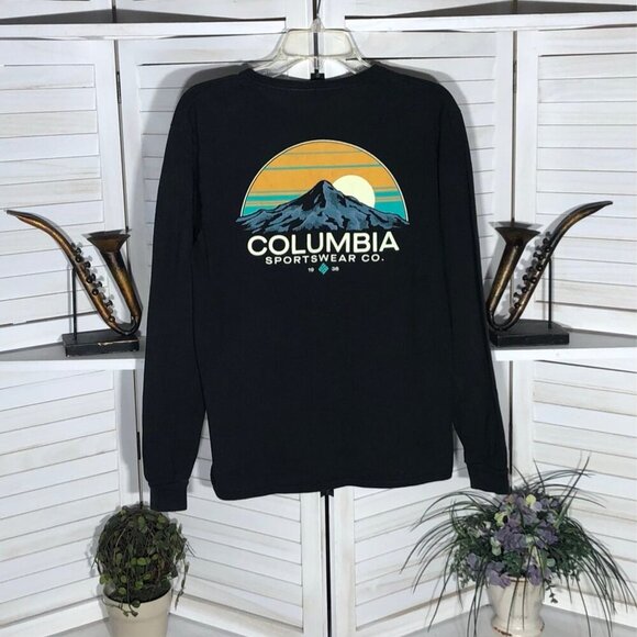 Columbia Black Cotton Long Sleeve Graphic T-Shirt Men's M - Picture 3 of 10
